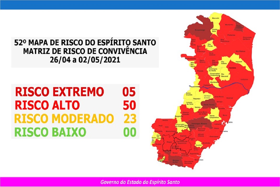  Cachoeiro sai do risco extremo no 52º Mapa de Risco Covid-19