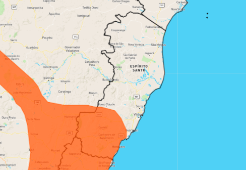  INMET emite alerta laranja (perigo) nessa terça-feira para o ES