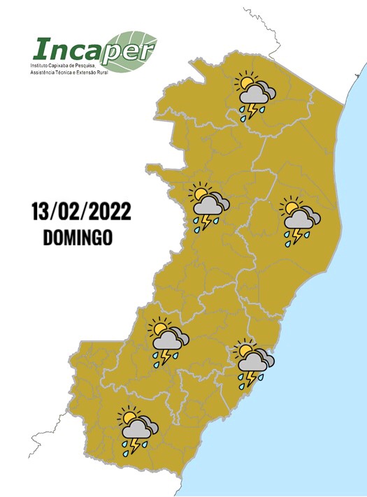  Previsão do tempo para esse domingo (13)