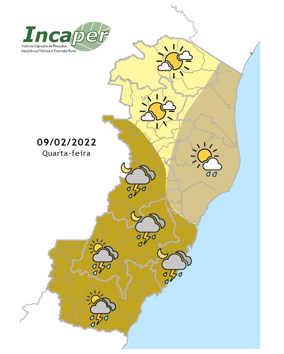  Previsão do tempo para essa quarta-feira (9)