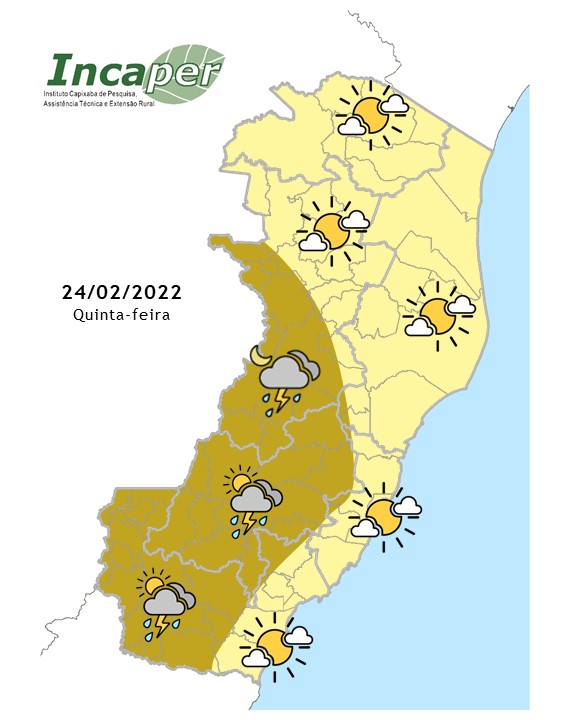  Previsão do tempo para essa quinta-feira (24)