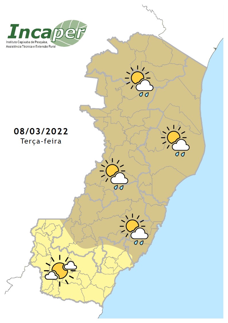  Previsão do tempo para essa terça-feira (8)