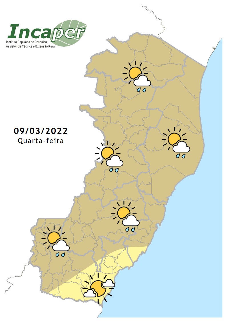  Previsão do tempo para essa quarta-feira (9)