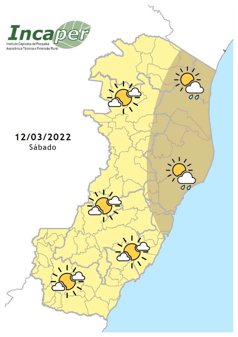  Previsão do tempo para esse sábado (12)