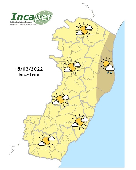  Previsão do tempo para essa terça-feira (15)