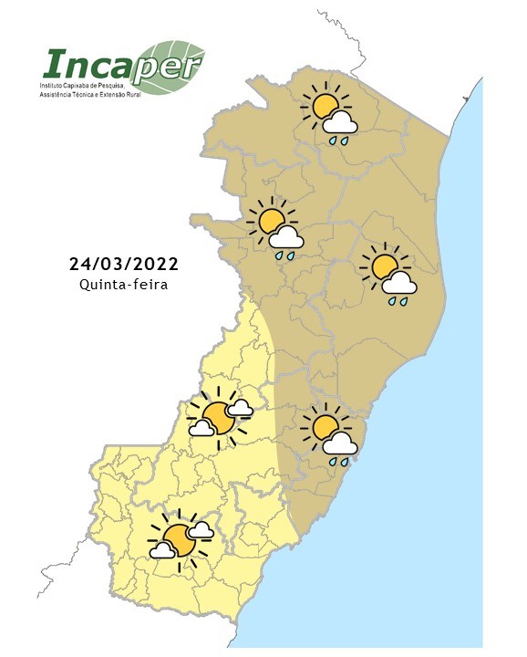  Previsão do tempo para essa quinta-feira (24)