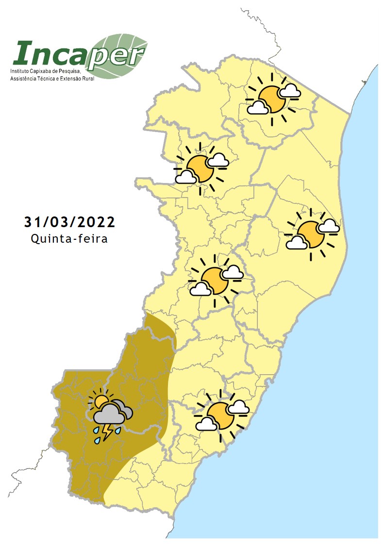  Previsão do tempo para essa quinta-feira (31)