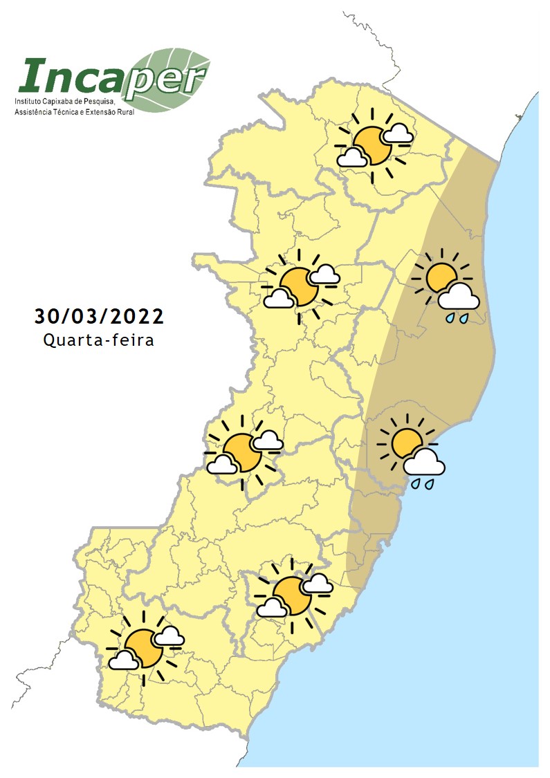  Previsão do tempo para essa quarta-feira (30)