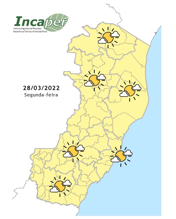  Previsão do tempo para essa segunda-feira (28)