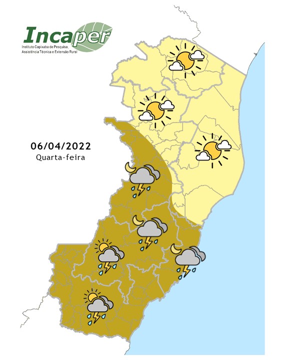  Previsão do tempo para essa quarta-feira (6)