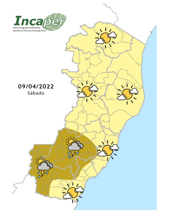  Previsão de sol em todo o estado nessa quarta-feira