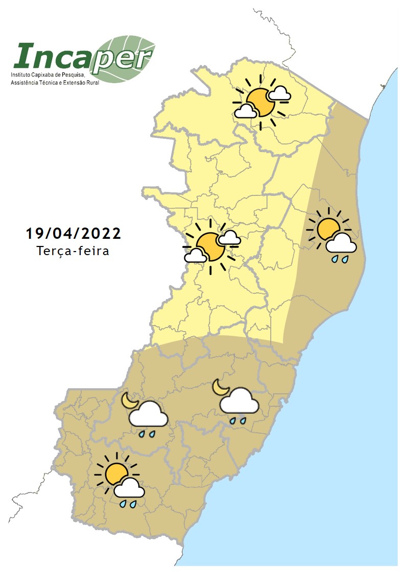  Previsão do tempo para essa terça-feira (19)