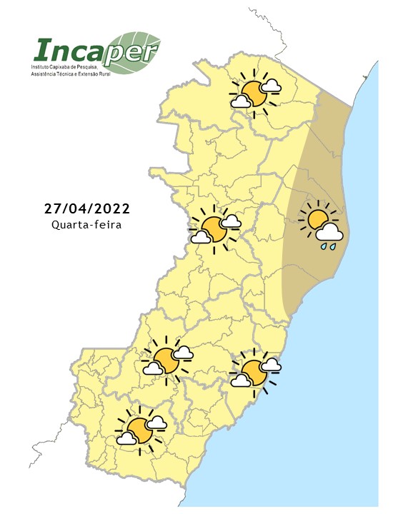  Previsão do tempo para essa quarta-feira (27)