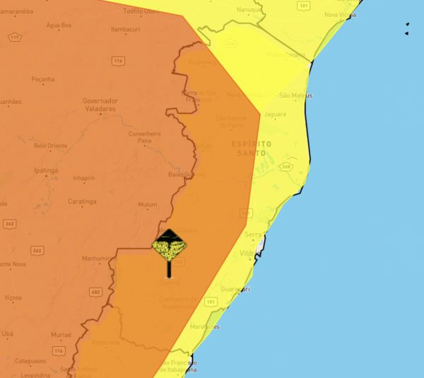  INMET emite alerta de tempestade e declínio de temperatura para o ES