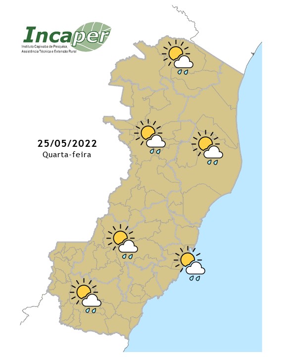  Possibilidade de chuva em todo o estado nessa quinta-feira (26)