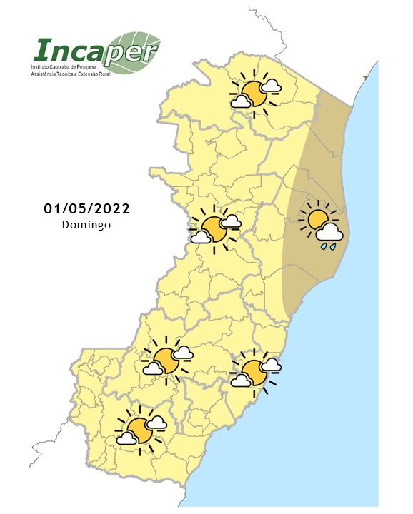  Previsão do tempo para esse domingo, Dia do Trabalhador