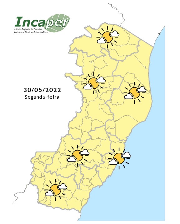  Previsão do tempo para essa segunda-feira (30)