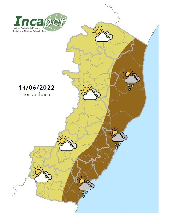  Previsão do tempo para essa terça-feira (14)