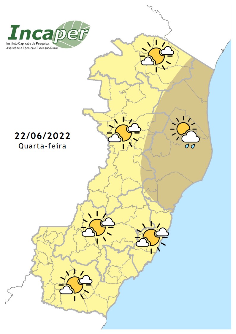  Previsão do tempo para essa quarta-feira (22)