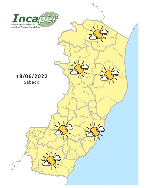  Previsão do tempo para esse sábado (18)