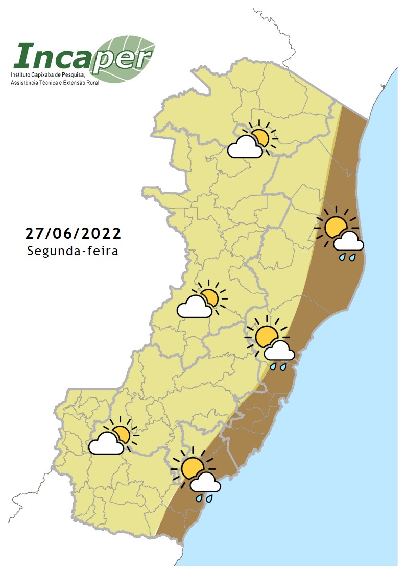  Previsão do tempo para essa segunda-feira (27)