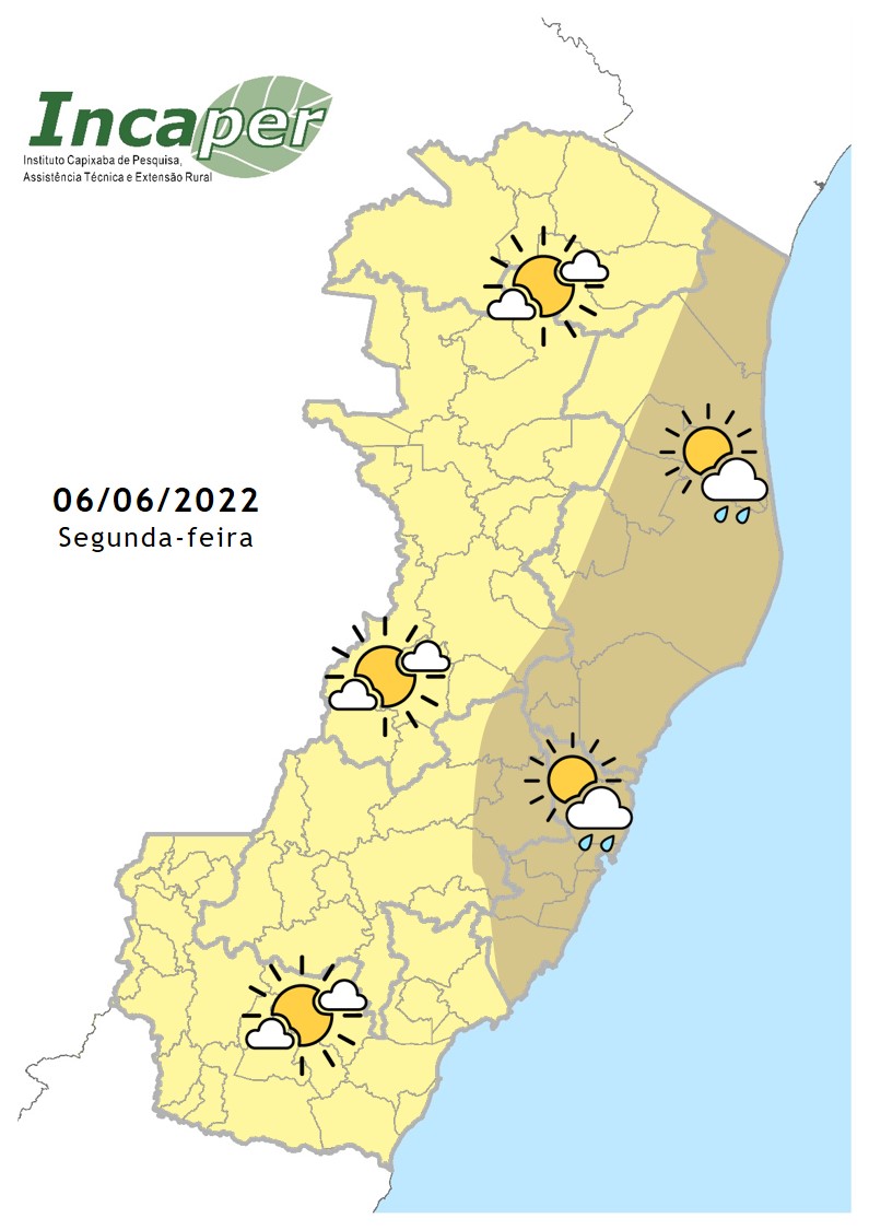  Previsão do tempo para essa segunda-feira (6)