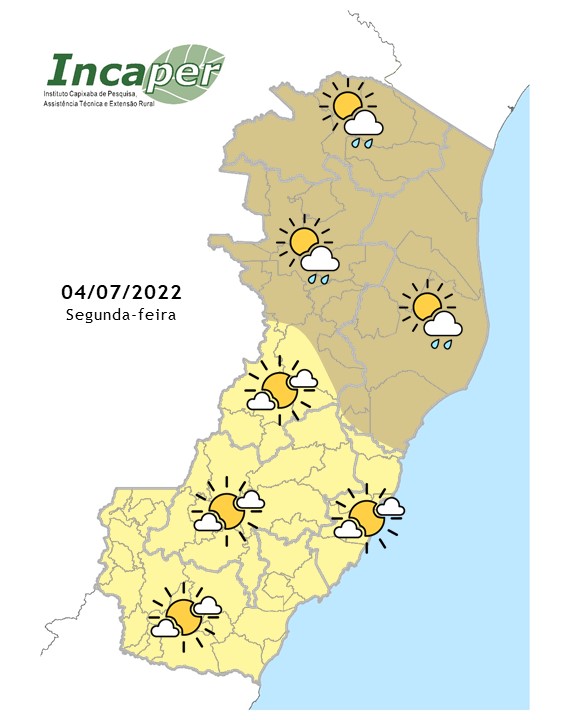  Previsão do tempo para essa segunda-feira (4)